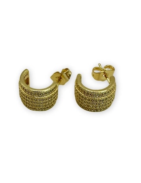 Aretes cortos Mashala con acabado baño de oro 14 K zirconia