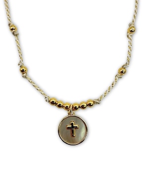 Collar de cruz Mashala con acabado baño de oro 14 K