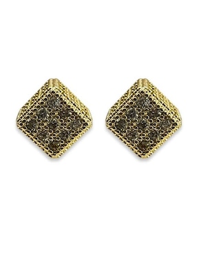 Aretes cortos de cubo Mashala con acabado baño de oro 14 K zirconia