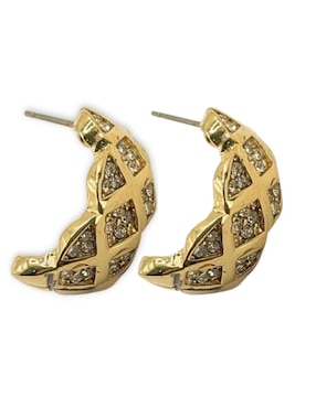 Aretes cortos Mashala con acabado baño de oro 14 K zirconia