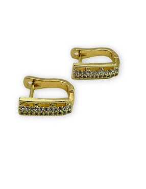 Aretes cortos Mashala con acabado baño de oro 14 K