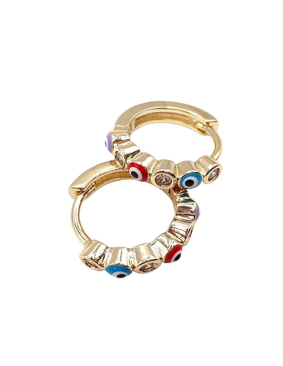 Aretes huggies de ojo acabado esmaltado 3