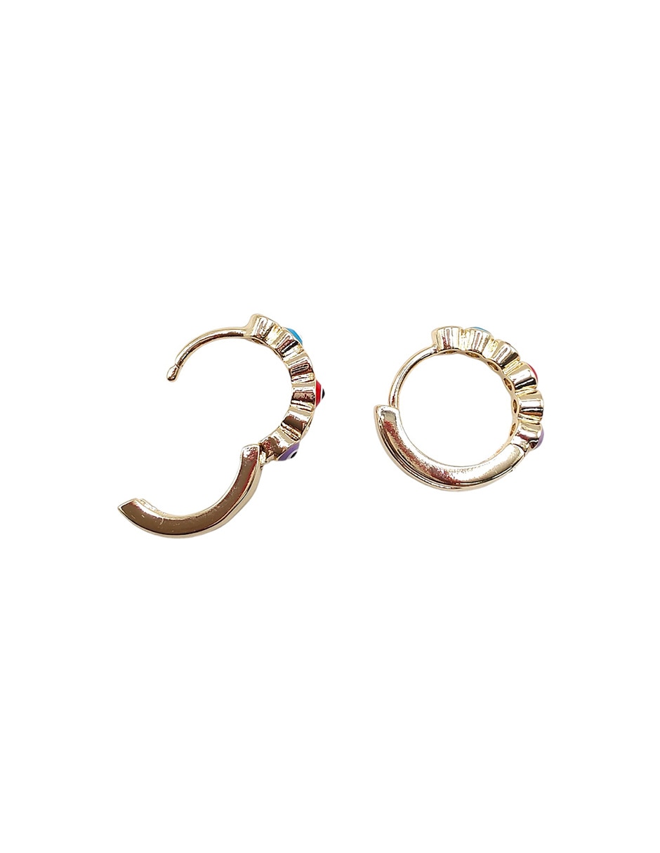 Aretes huggies de ojo acabado esmaltado 5