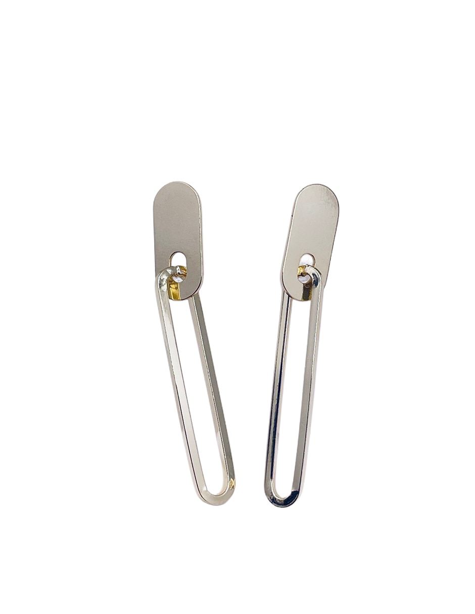 Aretes de eslabones con acabado baño de oro 1