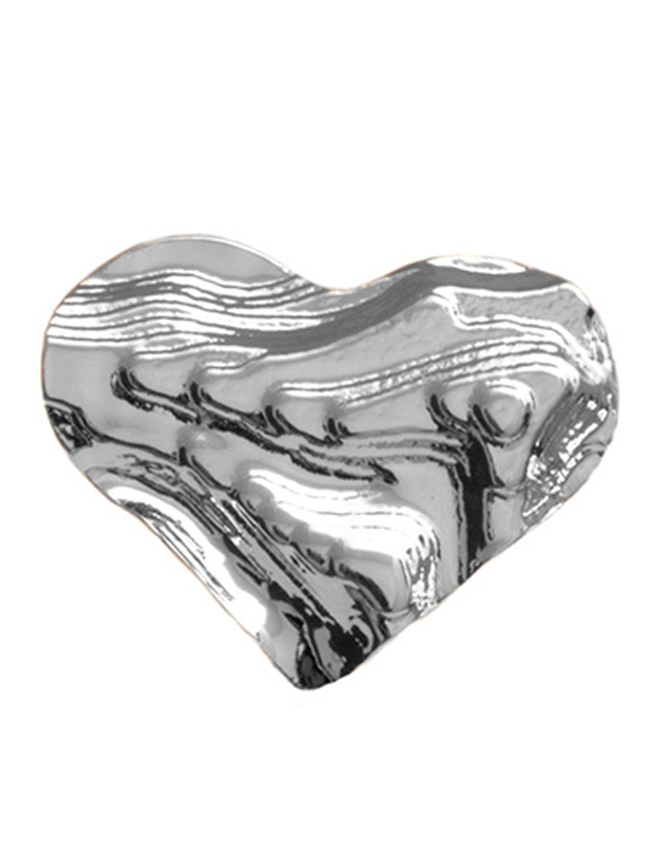 Aretes cortos de corazón chapa de rodio 18 k 2