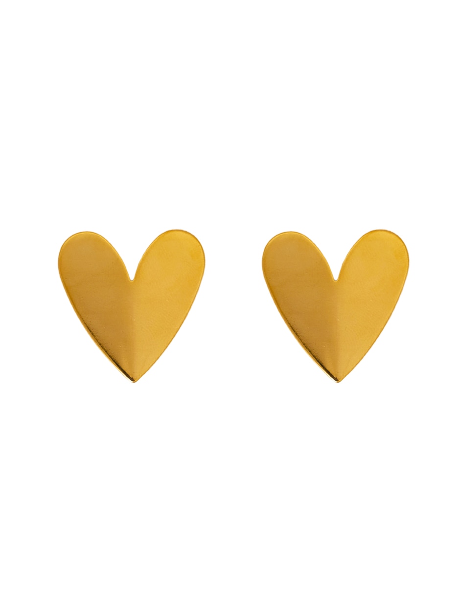 Broqueles de corazón 18 k con acabado chapa de oro