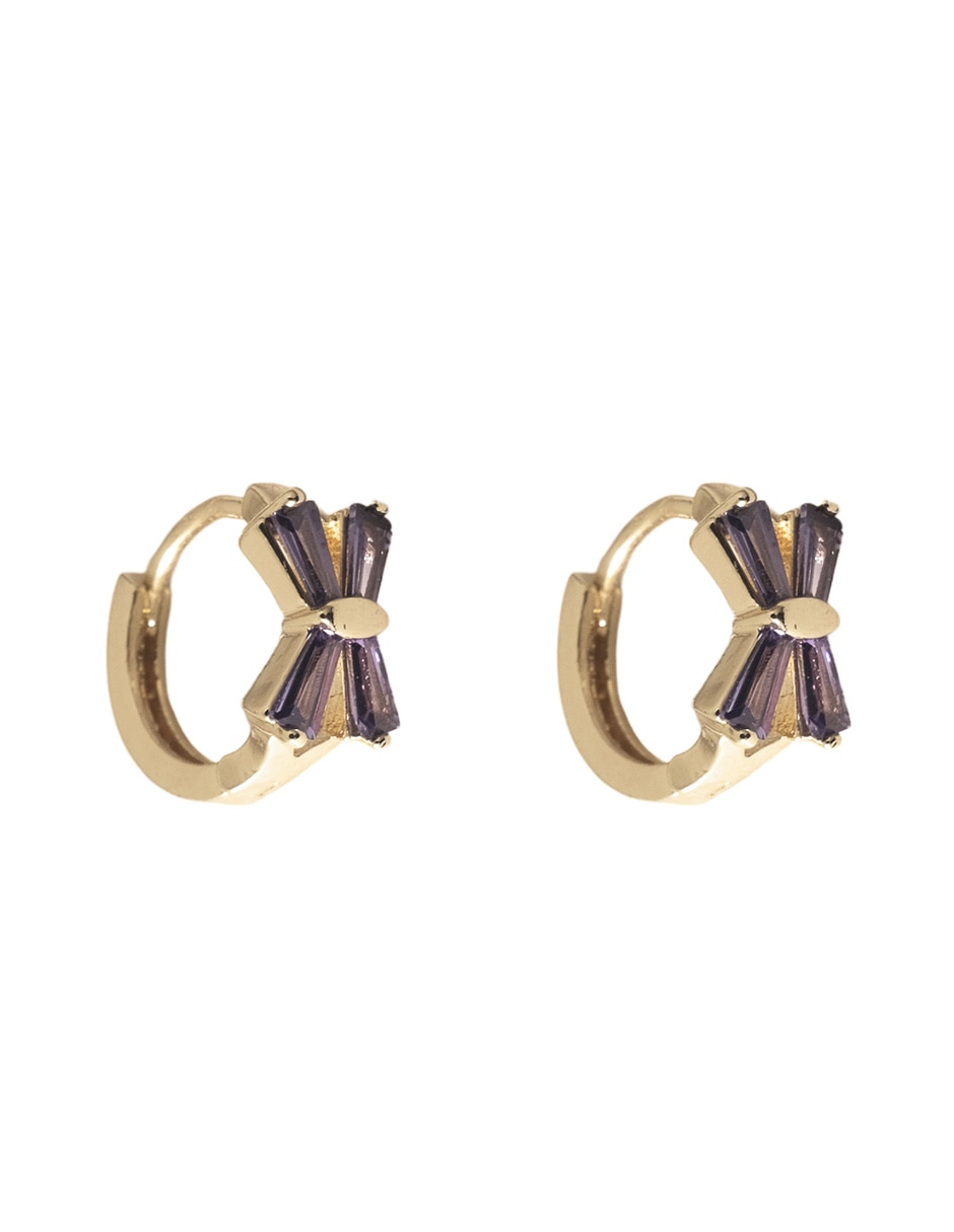 Arracadas de flor con acabado chapa de oro zirconia 2