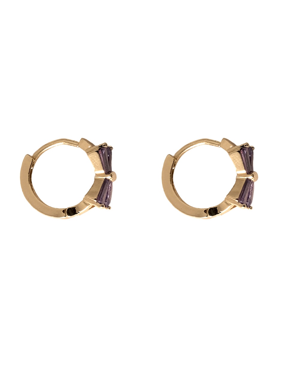 Arracadas de flor con acabado chapa de oro zirconia 3