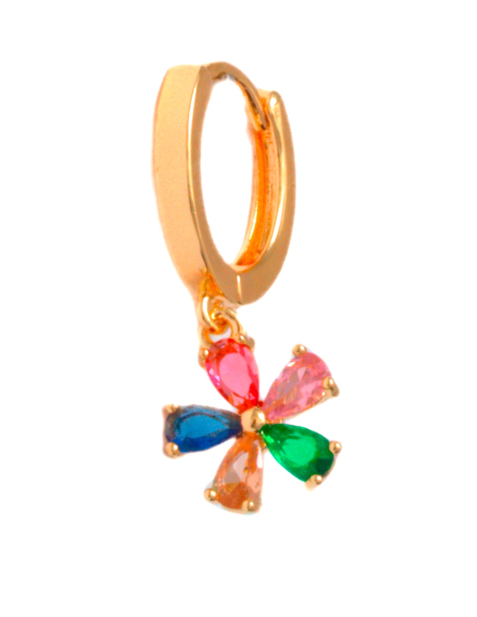 Arracadas de flor con acabado chapa de oro zirconia 3
