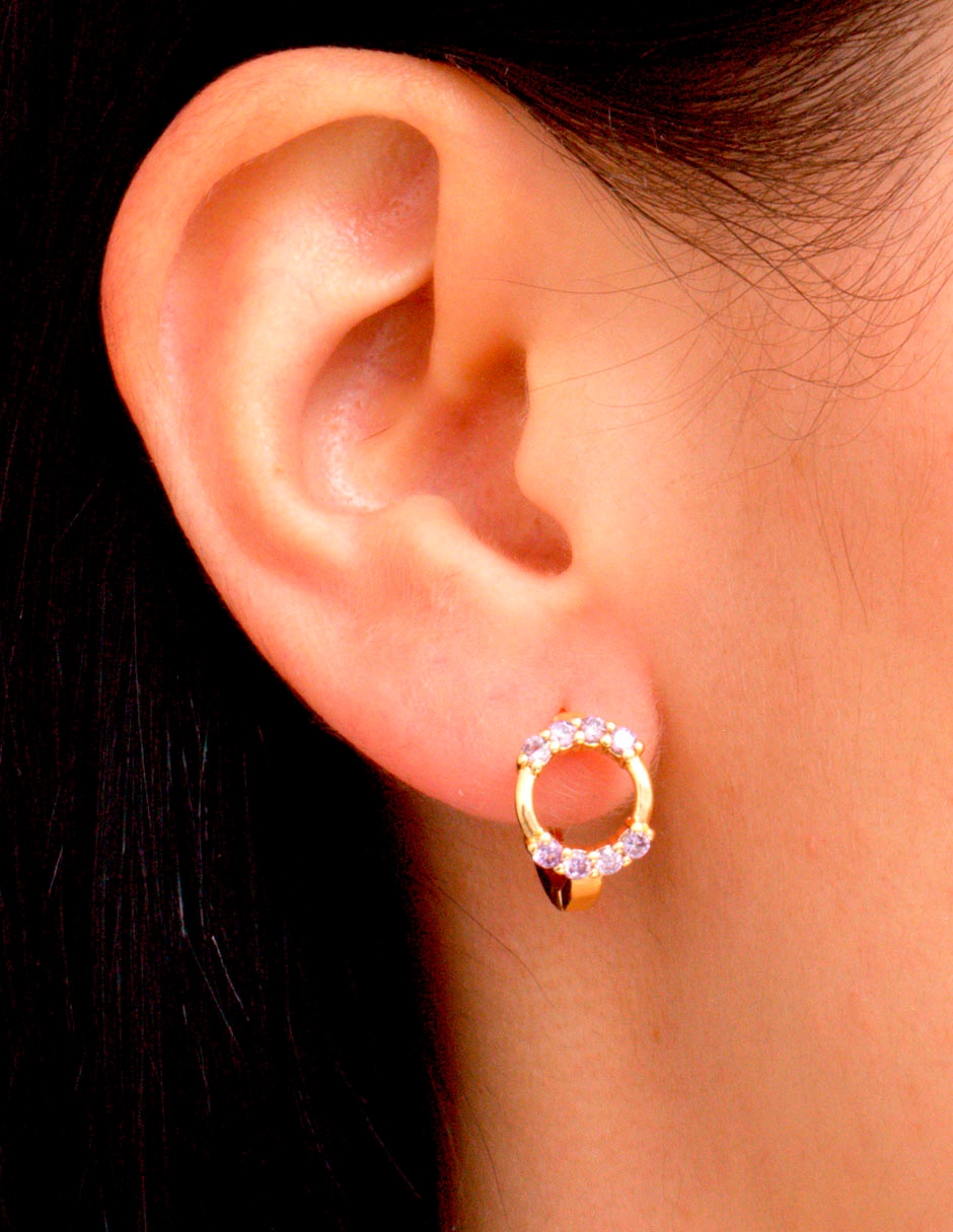 Arracadas con acabado chapa de oro zirconia 4