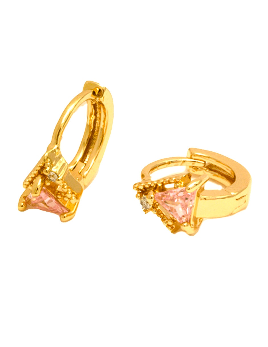 Arracadas triangulares con acabado chapa de oro zirconia 3