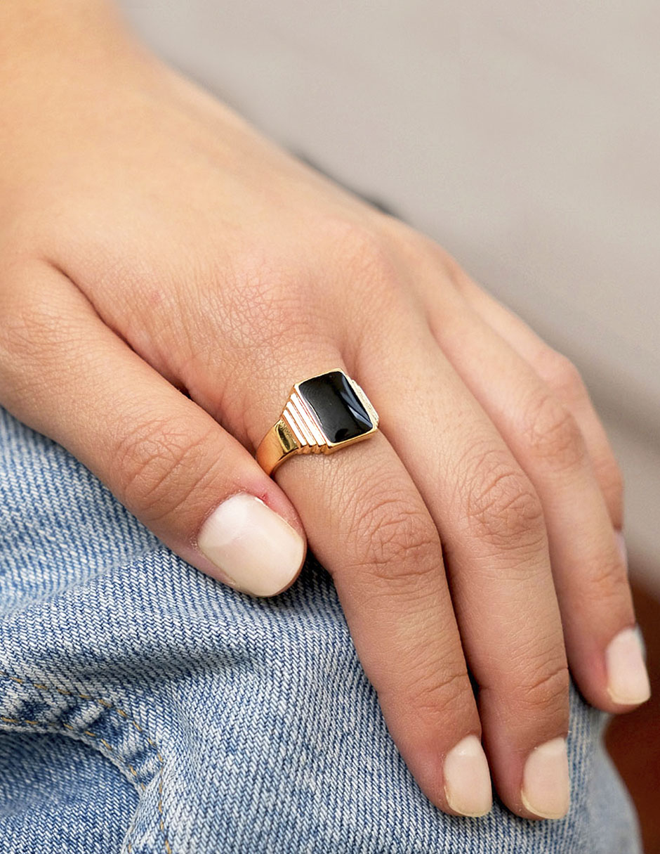 Anillo geométrico zirconia brillante 3