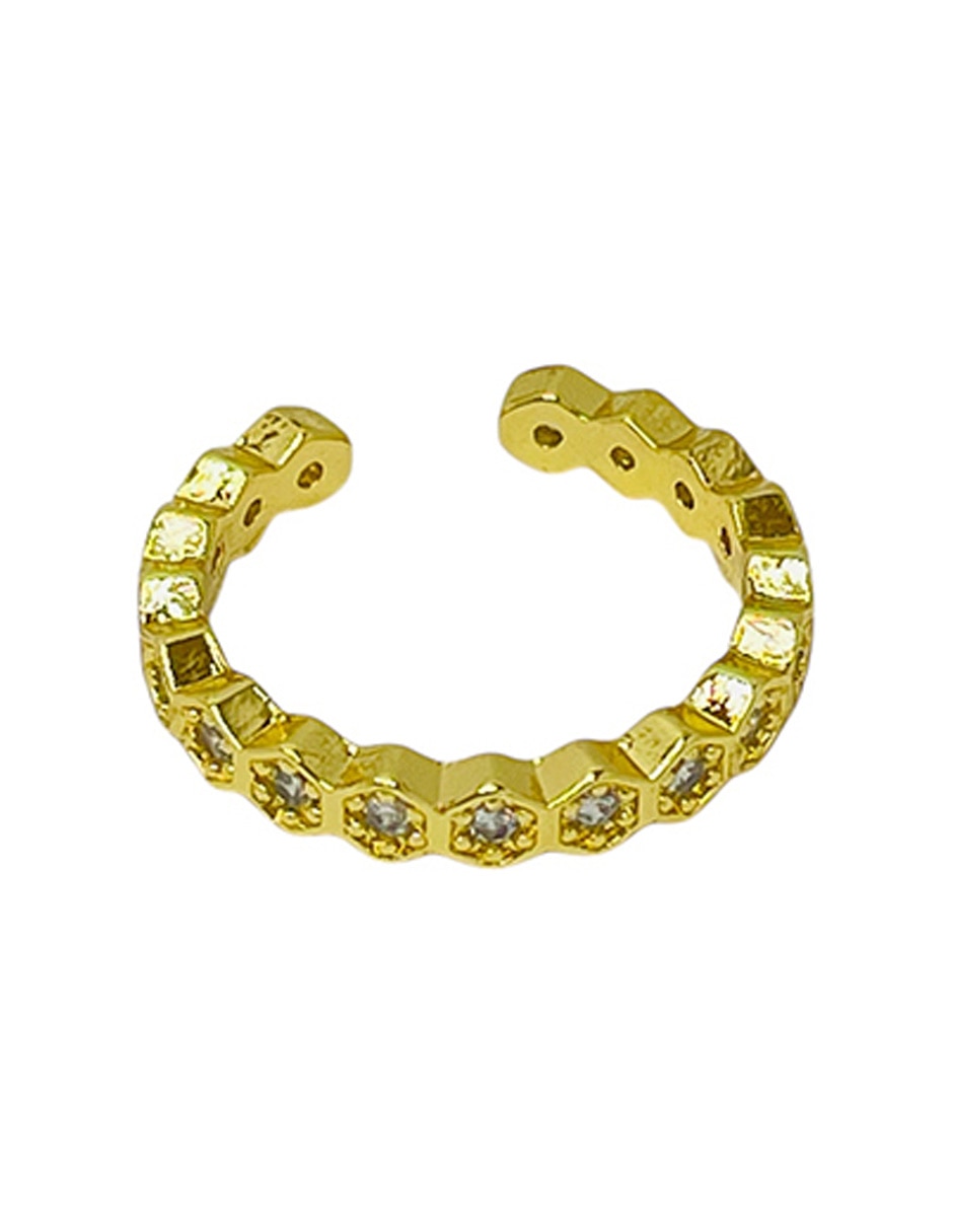 Anillo zirconia con acabado baño de oro 14 k