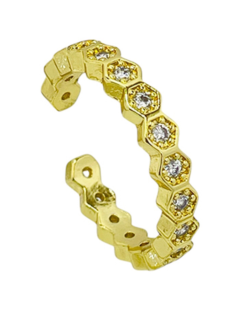Anillo zirconia con acabado baño de oro 14 k 2