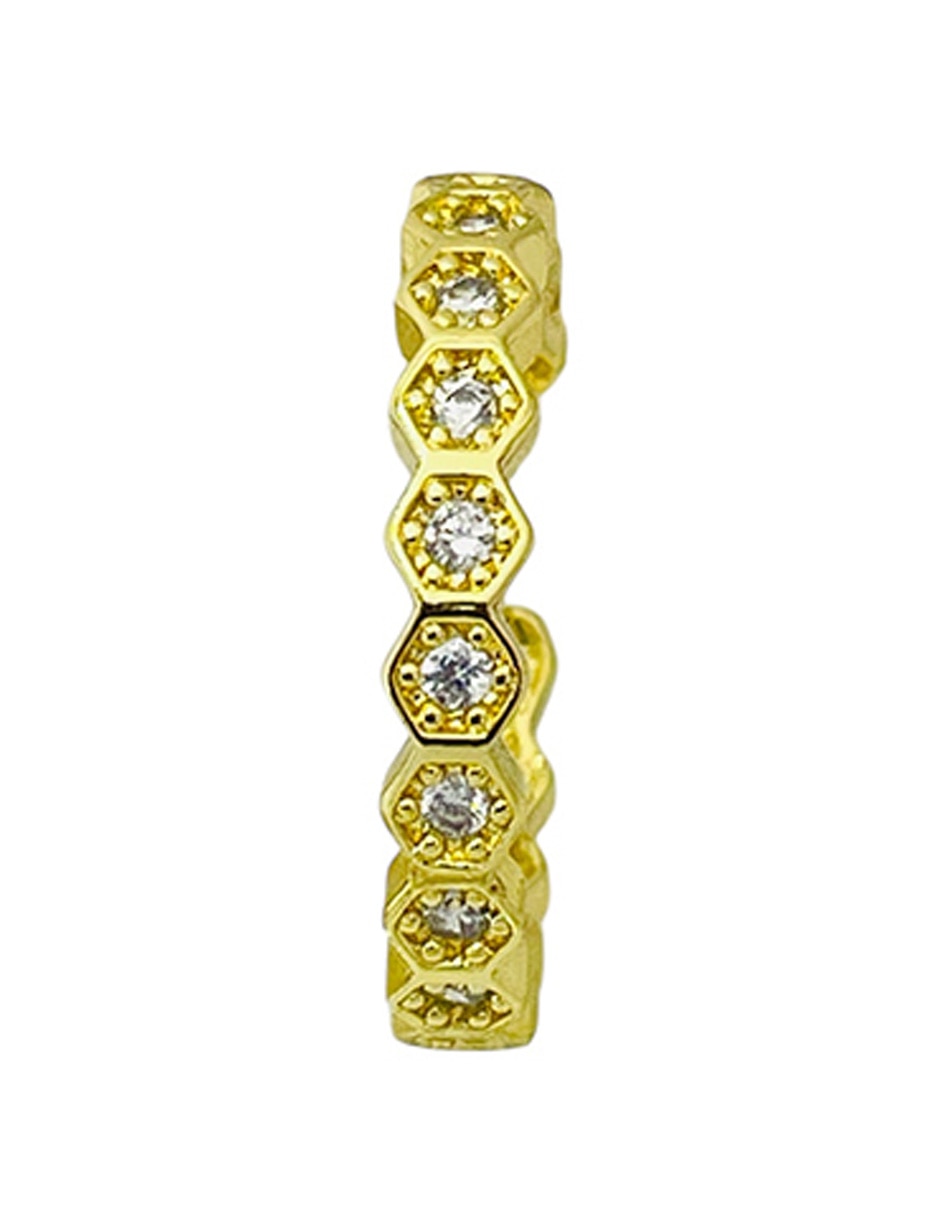 Anillo zirconia con acabado baño de oro 14 k 3