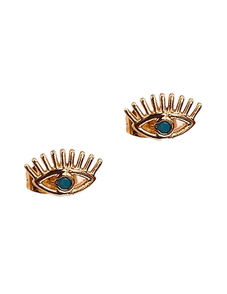 Broqueles de ojo baño de oro 14 K zirconia 1