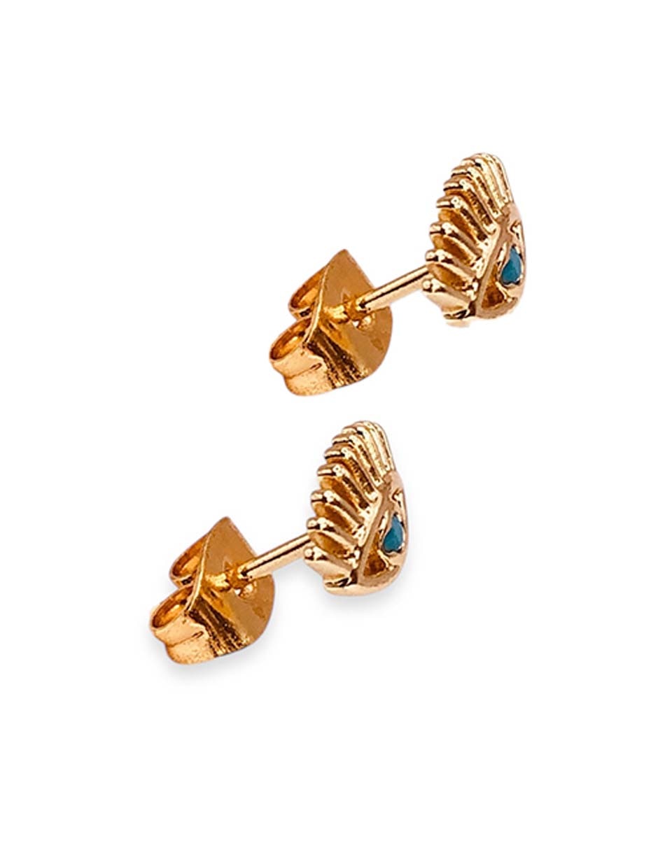 Broqueles de ojo baño de oro 14 K zirconia 3