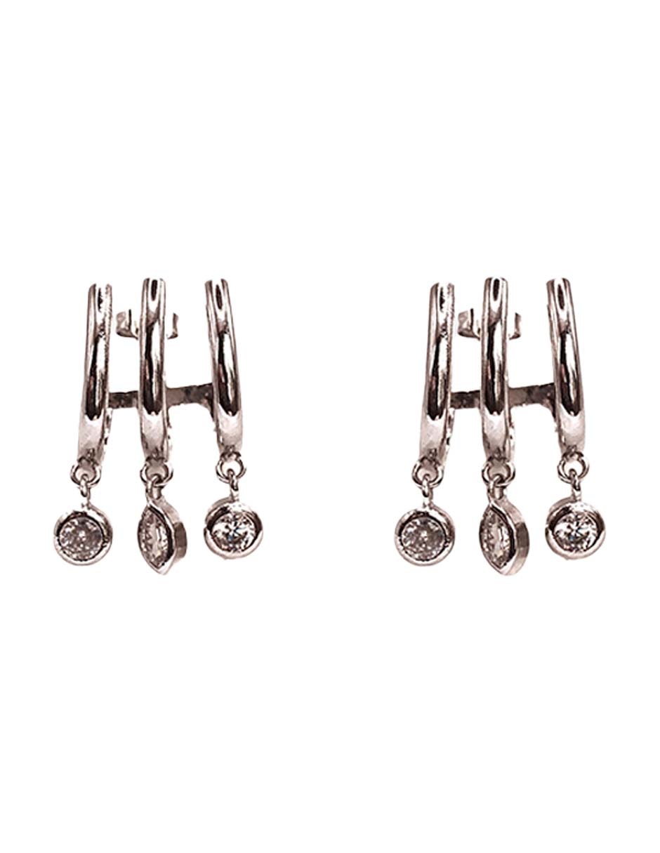 Aretes de aro con acabado brillante zirconia Aretes de aro con acabado brillante zirconia