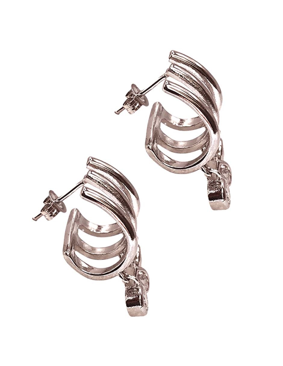Aretes de aro con acabado brillante zirconia 3