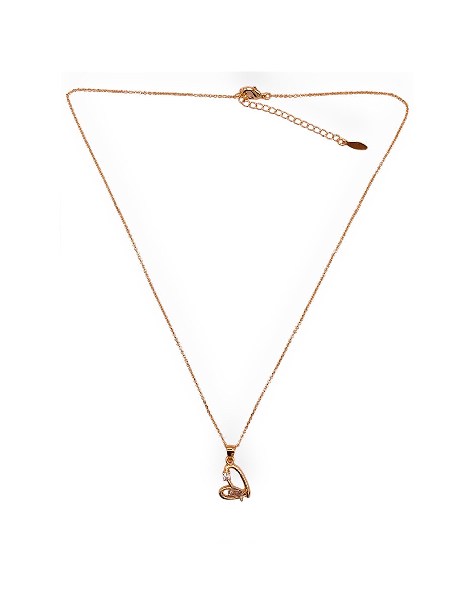 Collar con dije de corazón de baño de oro 14 K 3
