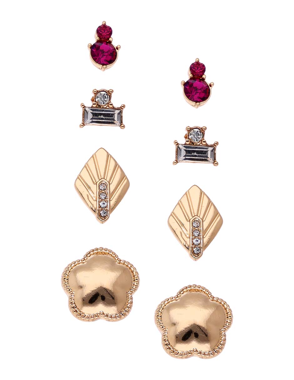 Set de aretes cortos con acabado brillante Set de aretes cortos con acabado brillante