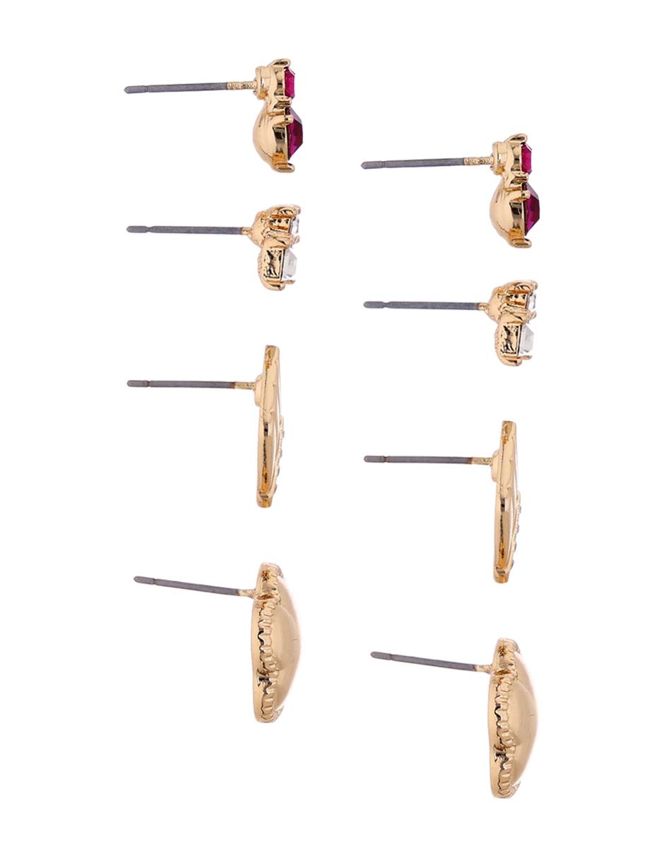 Set de aretes cortos con acabado brillante 3