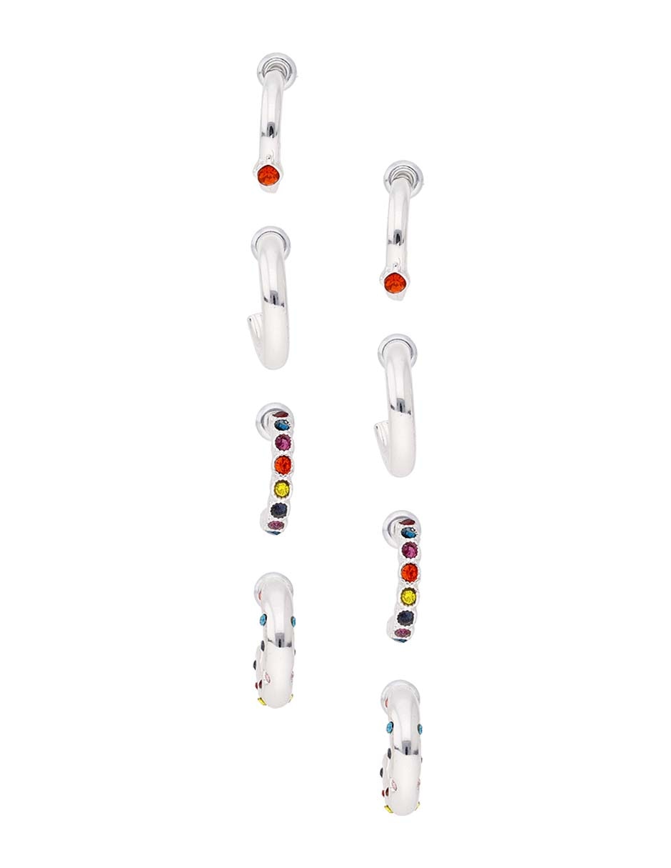 Set de aretes de media luna con acabado brillante Set de aretes de media luna con acabado brillante