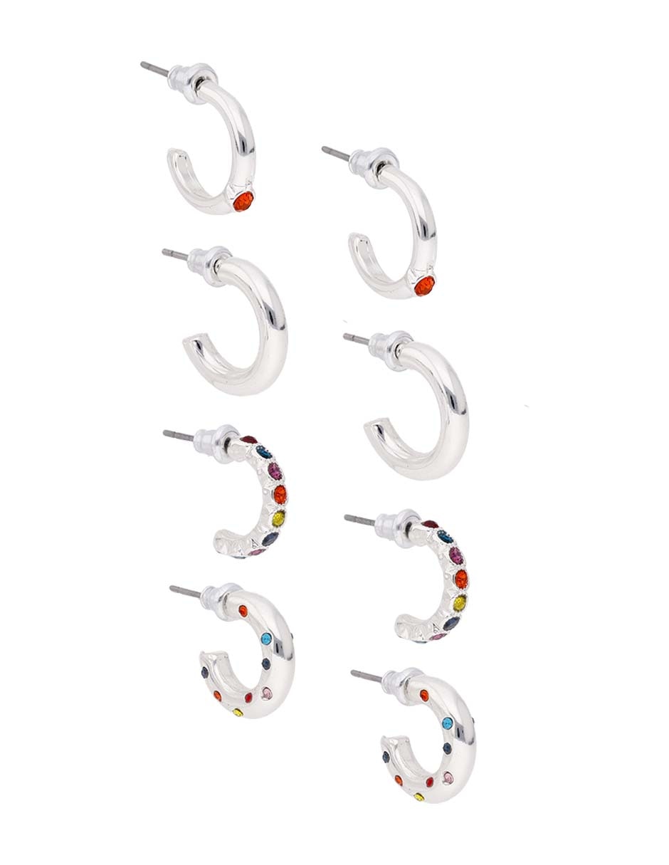 Set de aretes de media luna con acabado brillante 2