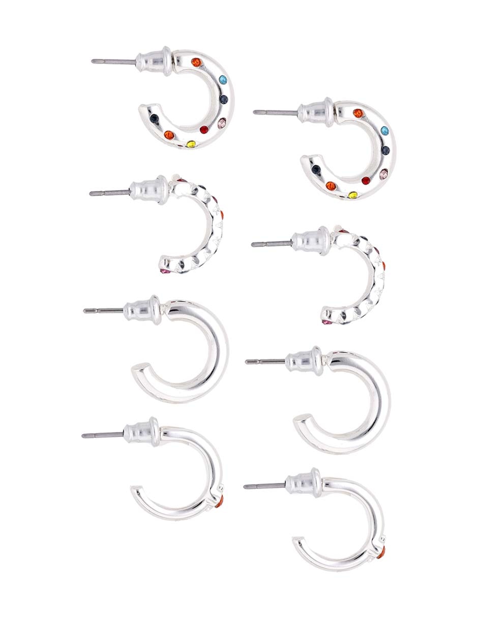 Set de aretes de media luna con acabado brillante 3