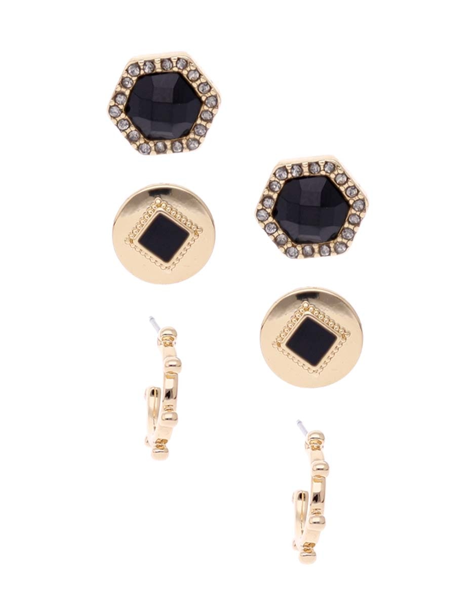 Set de aretes con acabado brillante