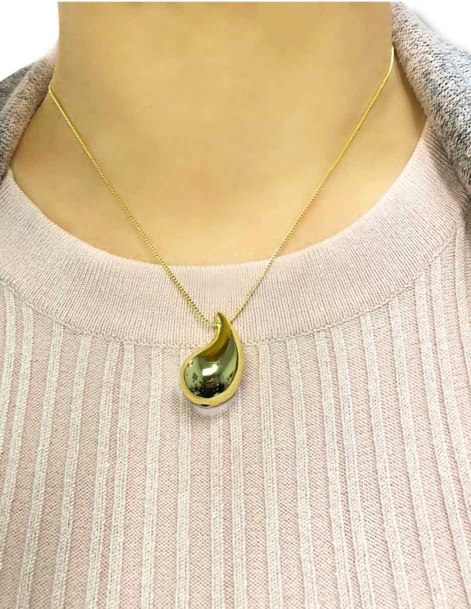 Collar con dije de gota de baño de oro 14 K 3
