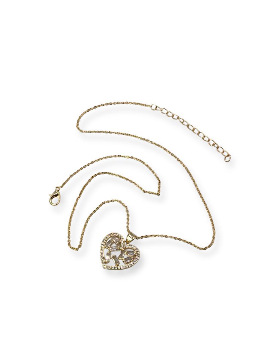 Collar con dije de corazón de baño de oro 14 K Collar con dije de corazón de baño de oro 14 K