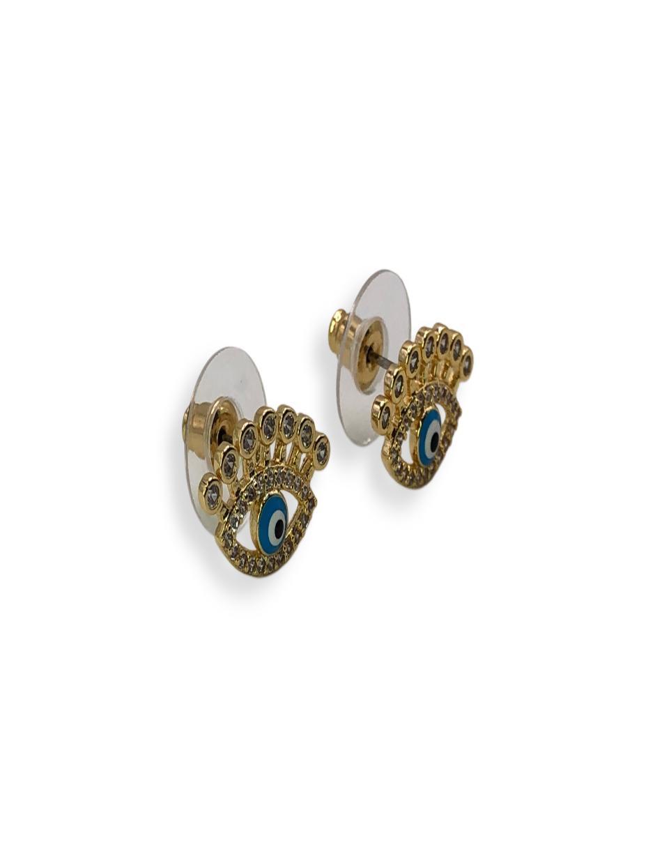 Broqueles de ojo con acabado baño de oro 14K zirconia 2