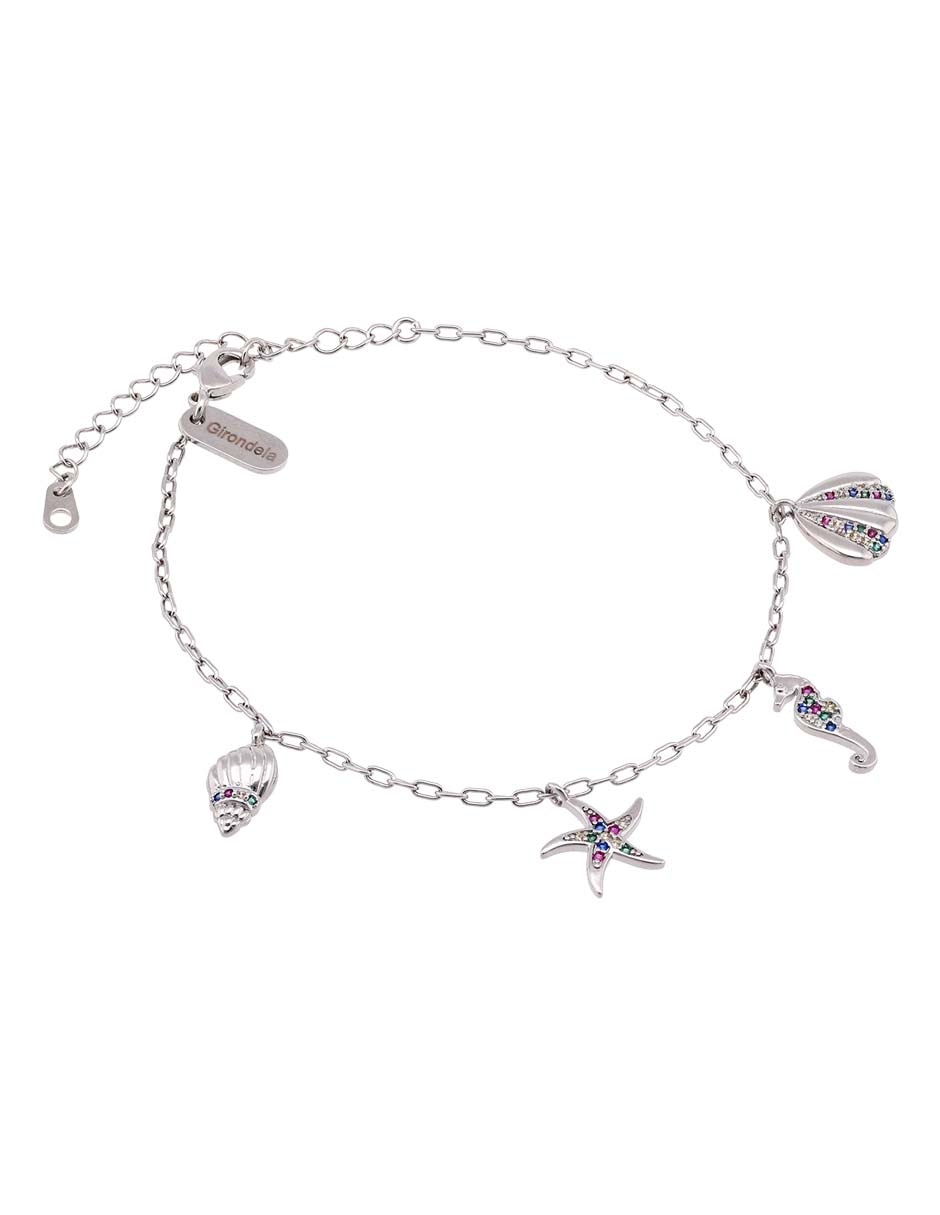 Pulsera con acabado baño de oro blanco 18 K Pulsera con acabado baño de oro blanco 18 K