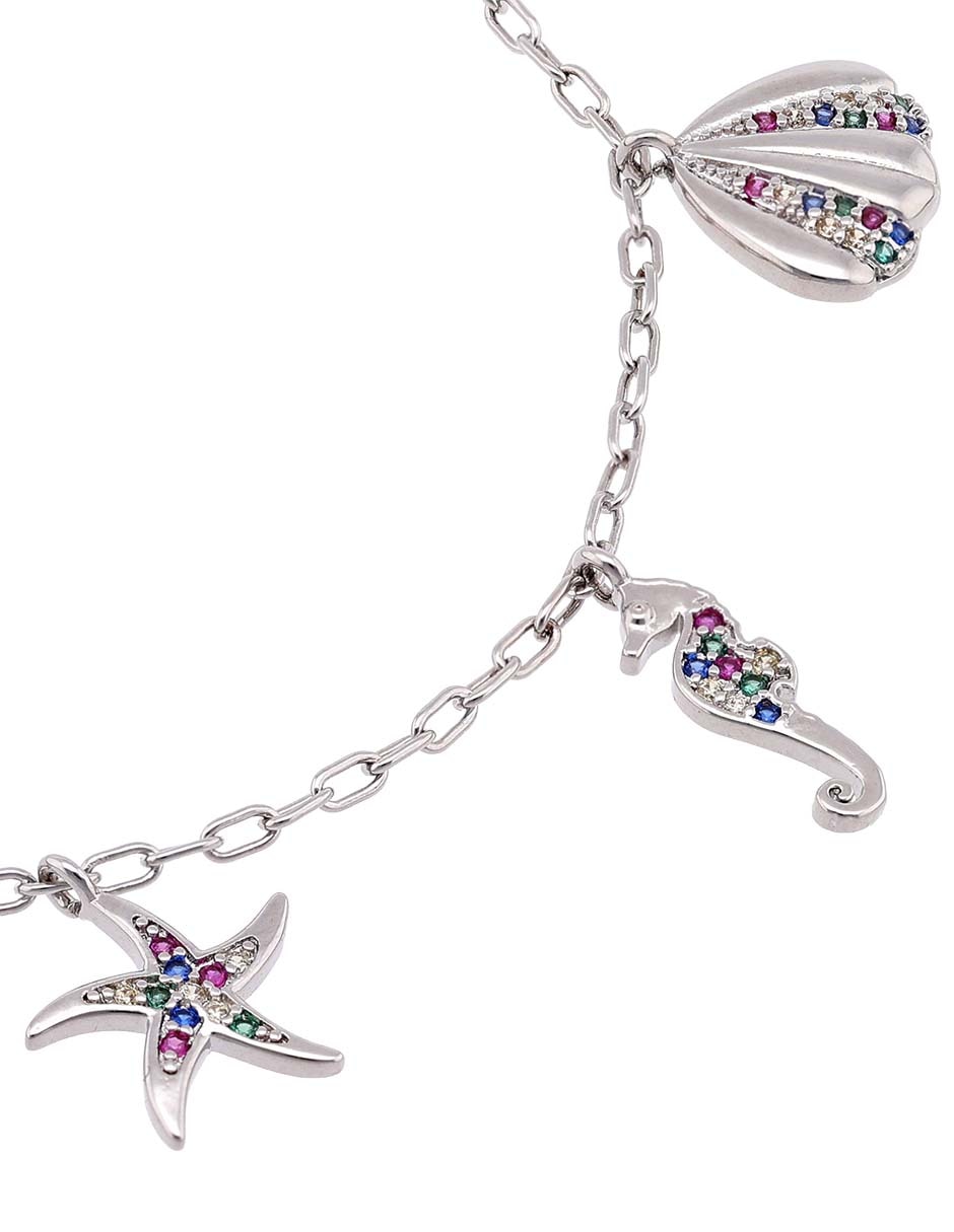Pulsera con acabado baño de oro blanco 18 K 2