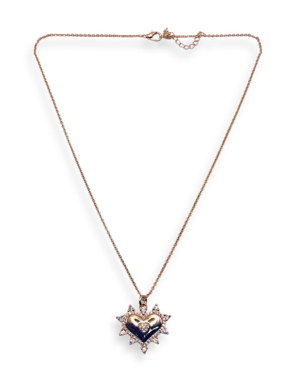 Collar con dije de corazón de baño de oro 14 K 1