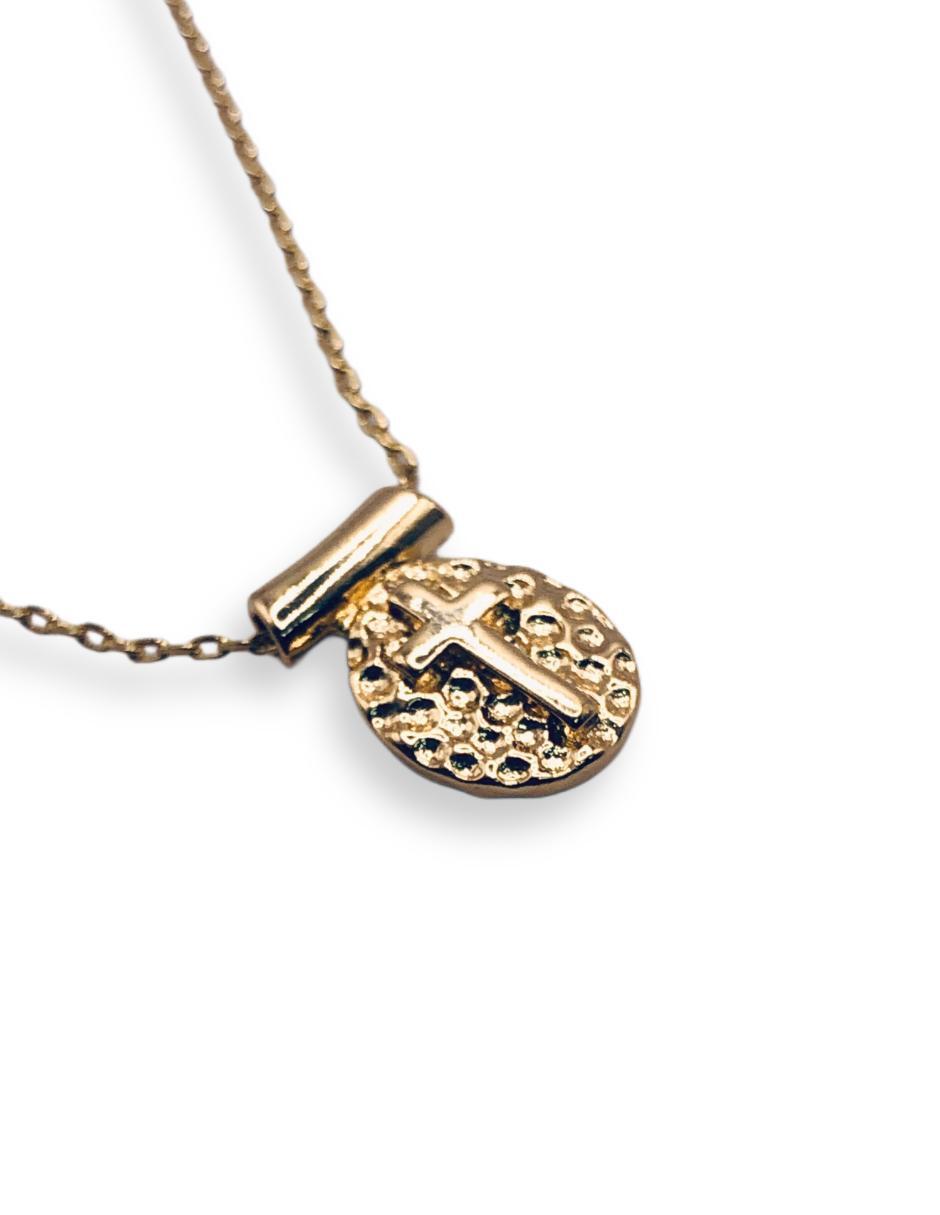 Collar con dije de cruz de baño de oro 14 K 2