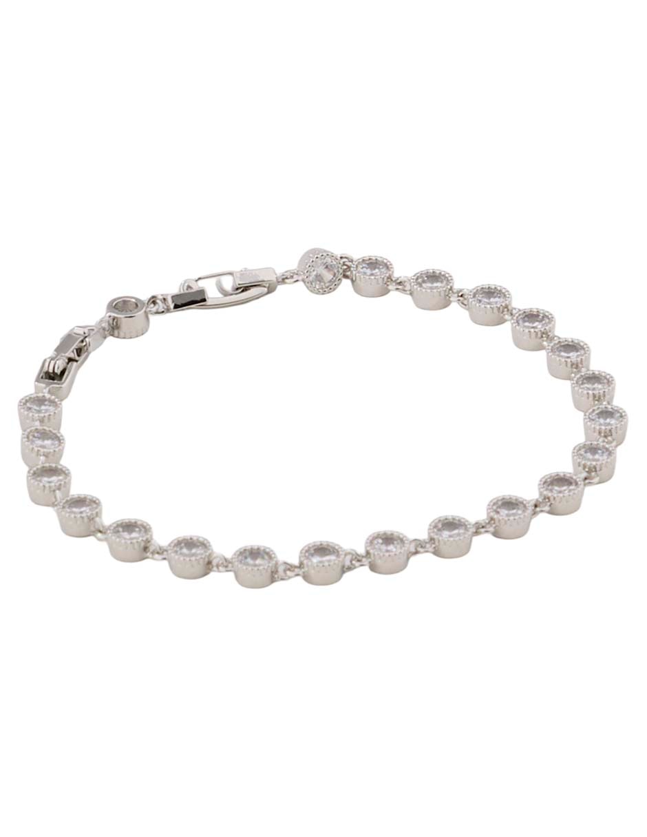 Pulsera con zirconia 18 K acabado baño rodio Pulsera con zirconia 18 K acabado baño rodio