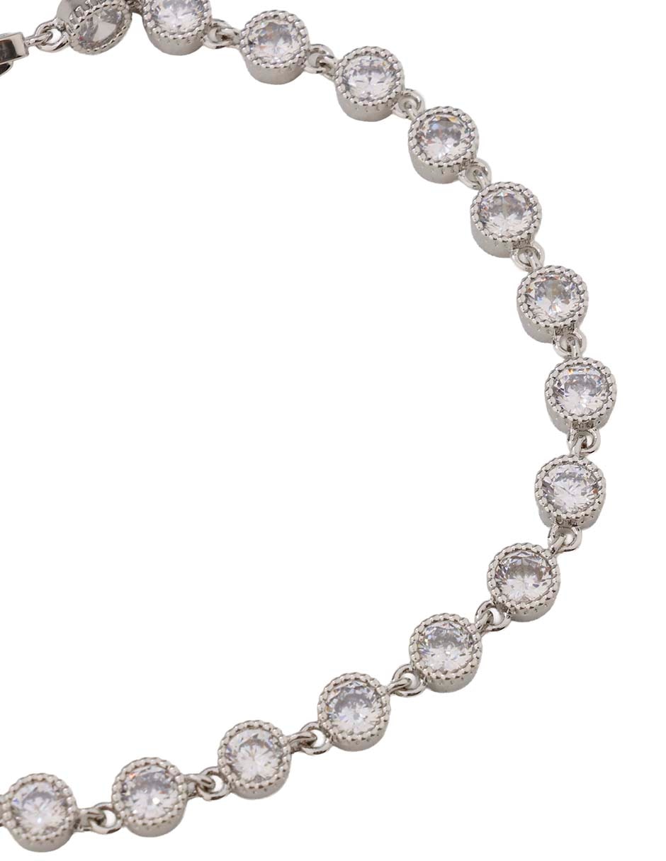 Pulsera con zirconia 18 K  acabado baño rodio 2