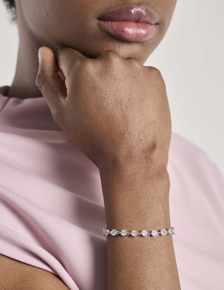 Pulsera con zirconia 18 K  acabado baño rodio 3