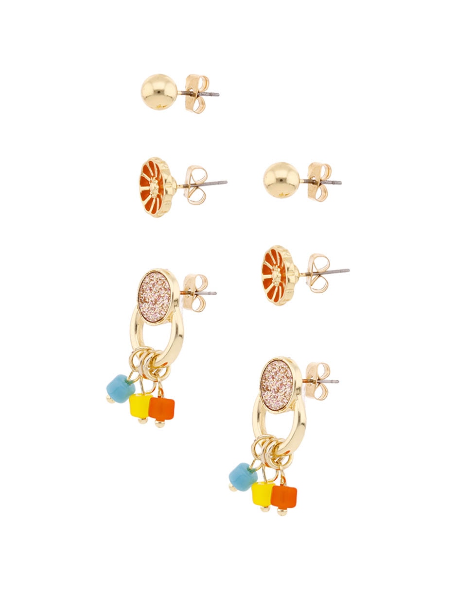 Set de aretes con acabado brillante 2