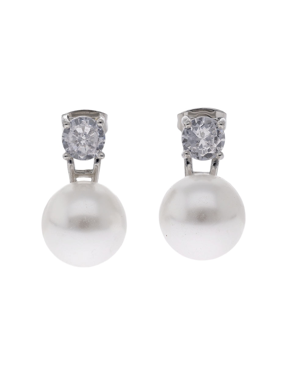 Aretes cortos redondos 18 K con acabado chapa de oro circonita Aretes cortos redondos 18 K con acabado chapa de oro circonita
