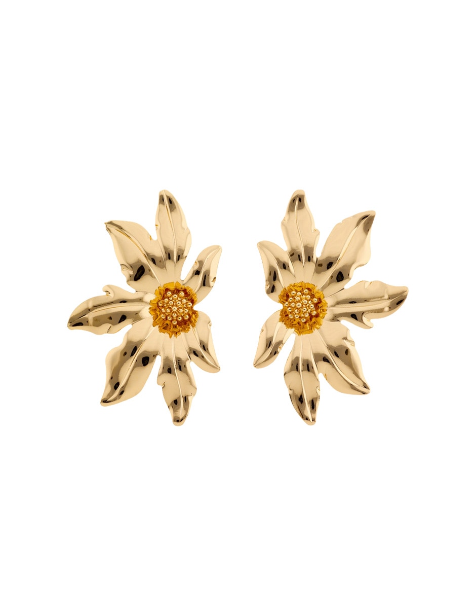 Aretes largos de flor con acabado brillante Aretes largos de flor con acabado brillante