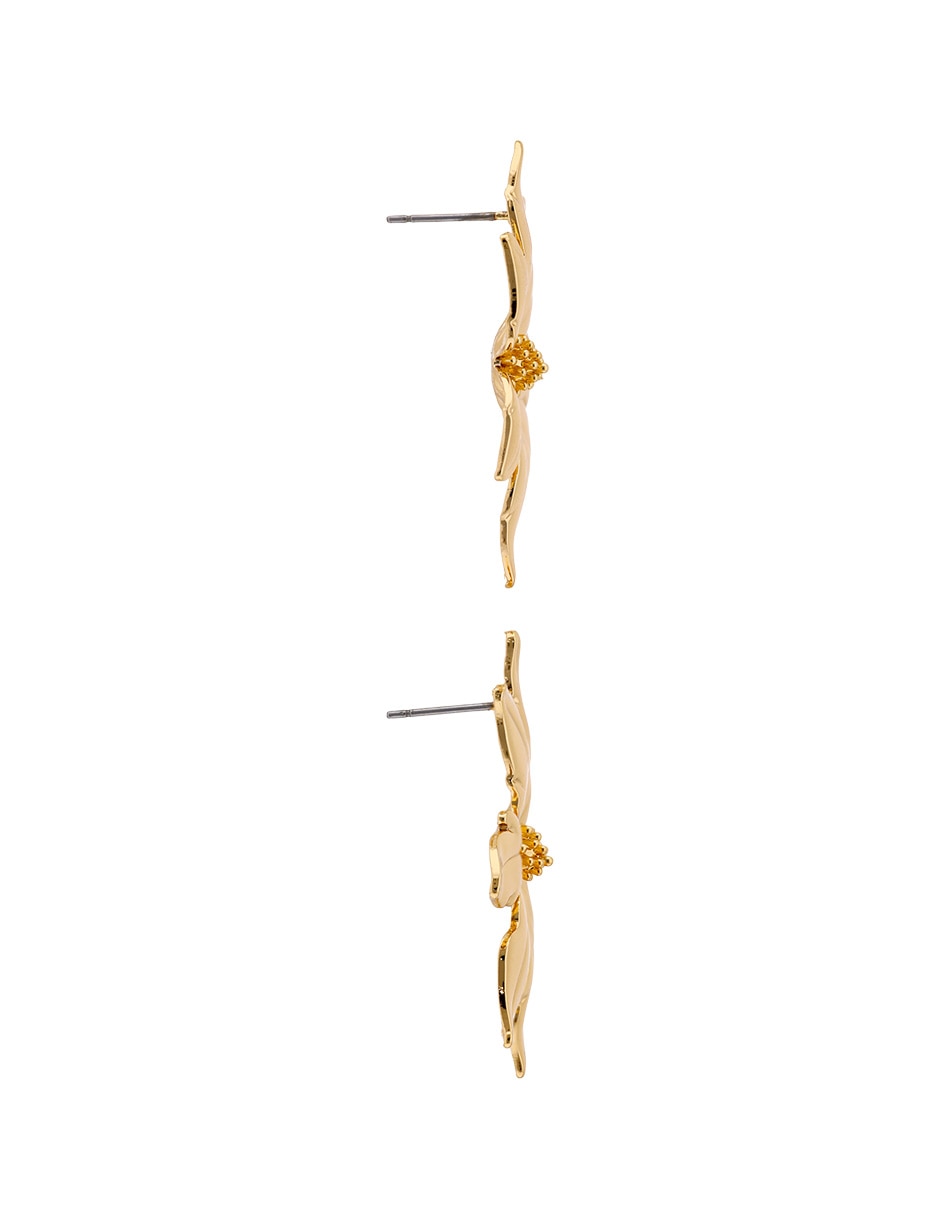 Aretes largos de flor con acabado brillante 3