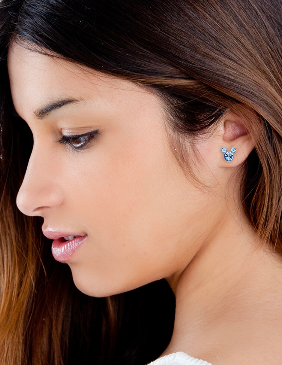 Aretes cortos Minnie Mouse de plata P 925 con acabado brillante 3