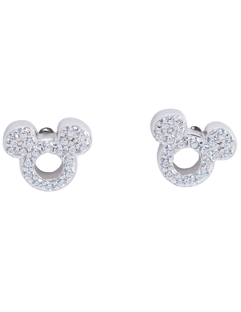 Aretes cortos Mickey Mouse de plata P 925 con acabado brillante Aretes cortos Mickey Mouse de plata P 925 con acabado brillante