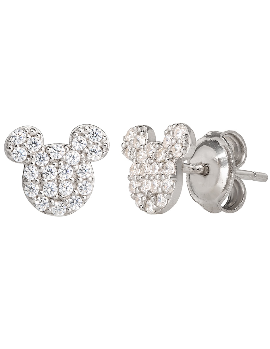 Aretes cortos Mickey Mouse de plata P 925 con acabado brillante Aretes cortos Mickey Mouse de plata P 925 con acabado brillante