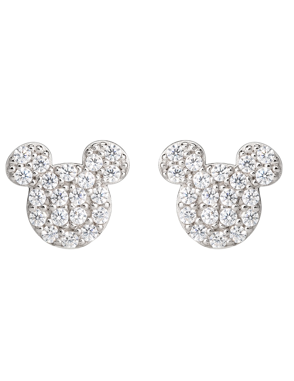 Aretes cortos Mickey Mouse de plata P 925 con acabado brillante 2