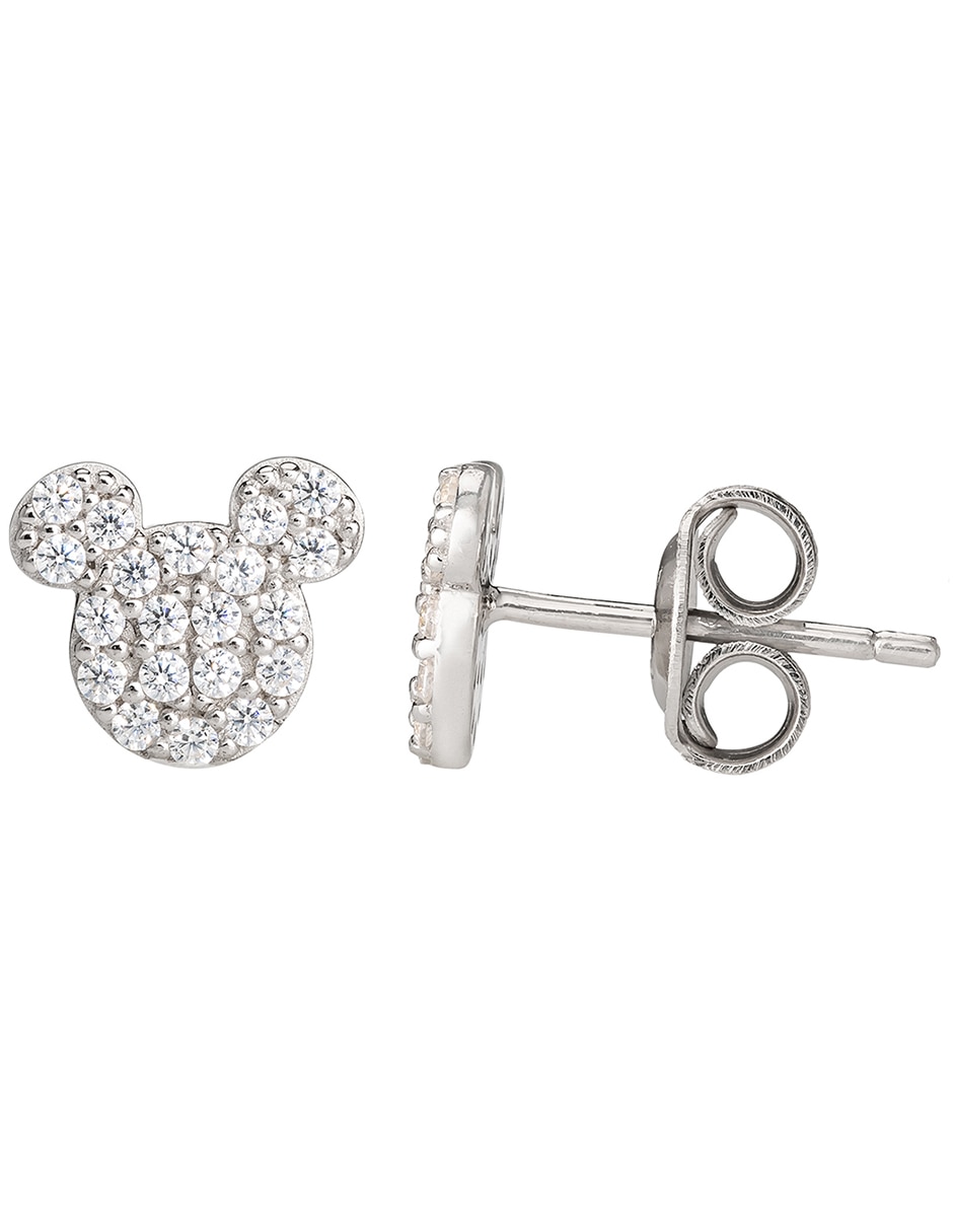 Aretes cortos Mickey Mouse de plata P 925 con acabado brillante 3