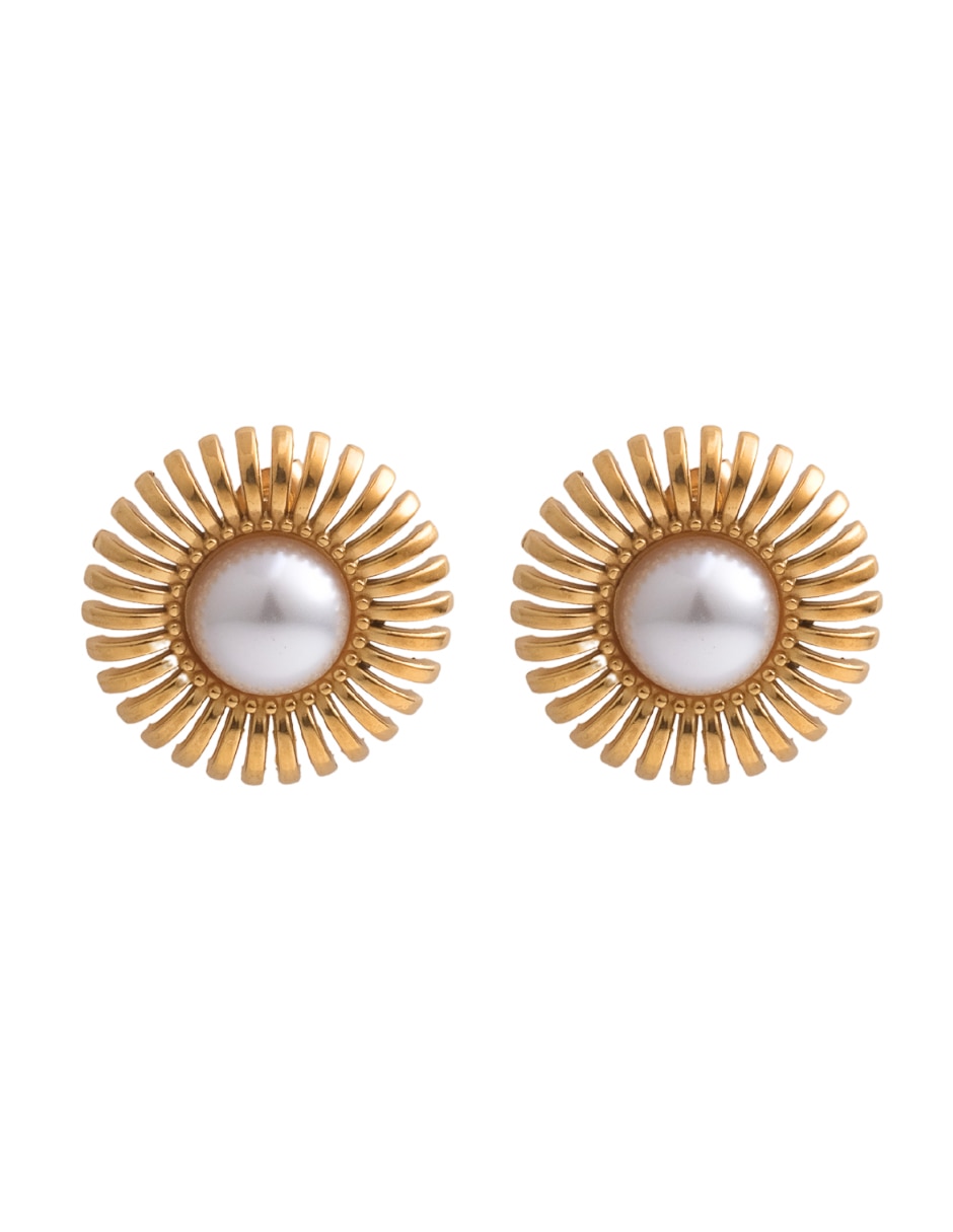 Broqueles con acabado chapa de oro 18K perla